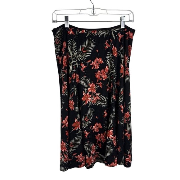 Tommy Bahama Women's L 100% Silk Knit Stretch skirt Dark Tropical Floral EUC - Picture 2 of 10